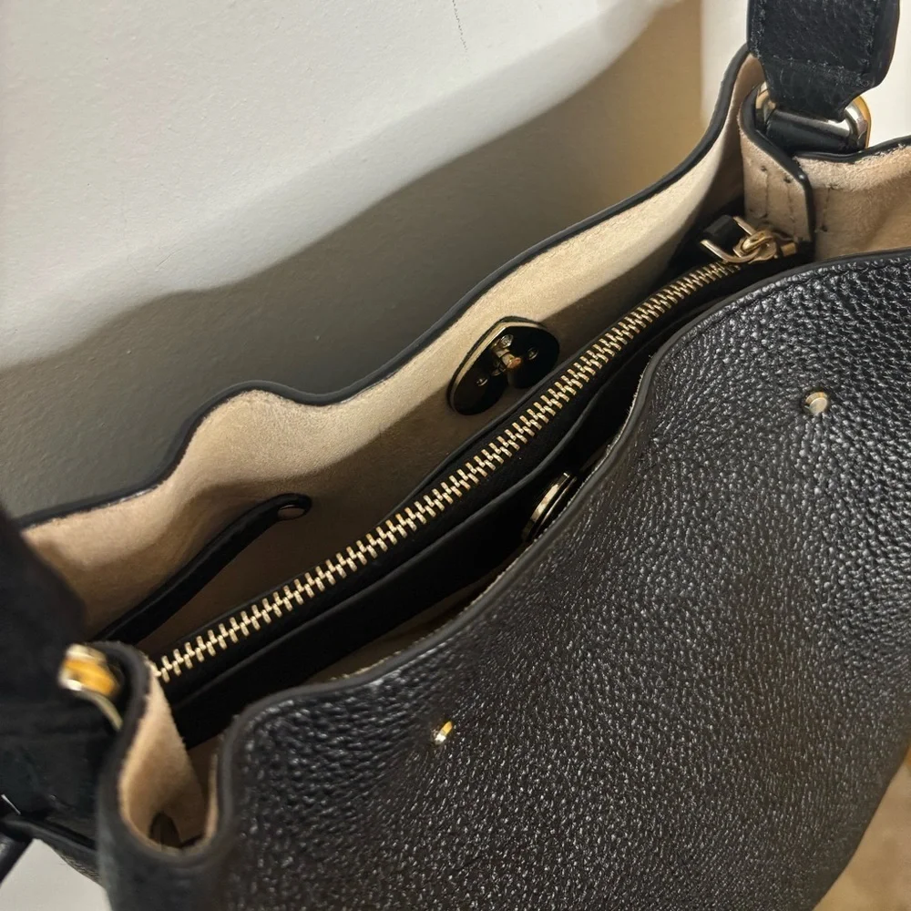 Kate Spade Black Pebble Leather Bucket Bag